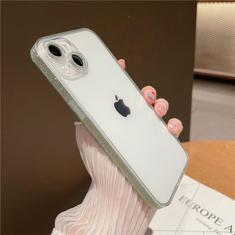 Transparan Kenarları ve Lensleri Simli Telefon Kılıf