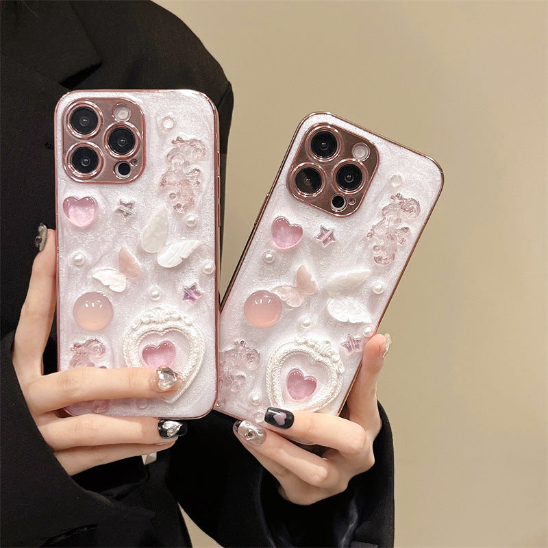 3D Kelebek Kalp Baskılı Kılıf