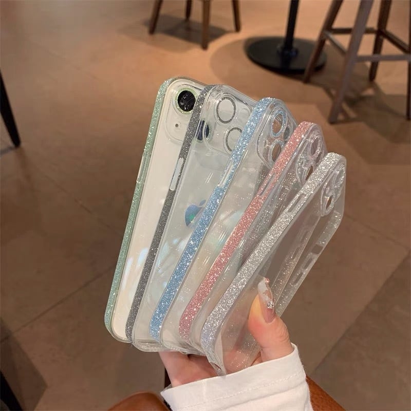 Transparan Kenarları ve Lensleri Simli Telefon Kılıf